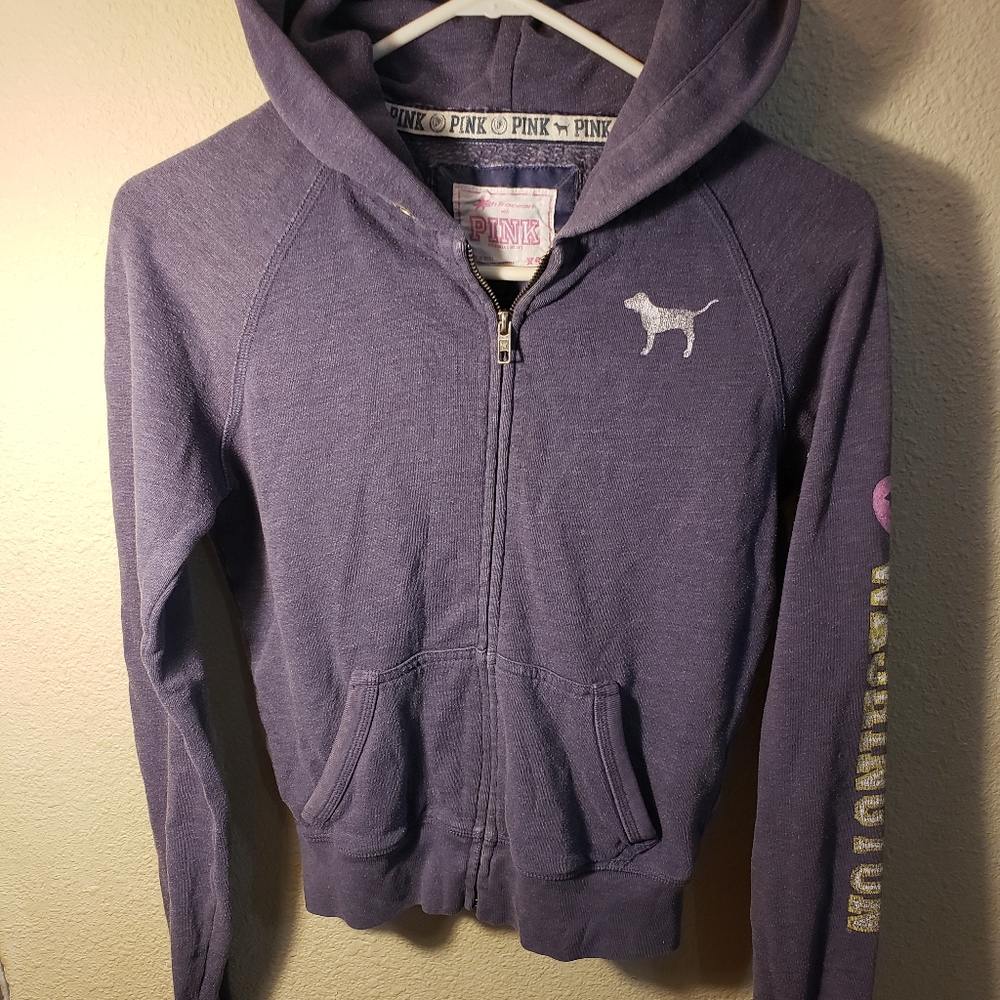 Victoria secret pink hooded zip up sweatshirt